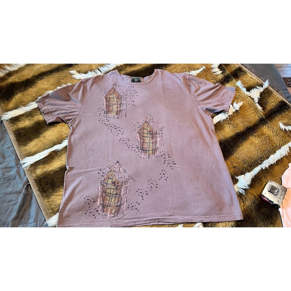 Blue Fish Barclay Organic Cotton Hand Printed Art Top XL XXL Lagenlook USA